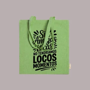 bolsa algodon verde impresa