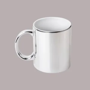 Taza impresa brillante metalica plateada