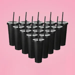 Vaso negro personalizados con nombre para fiestas